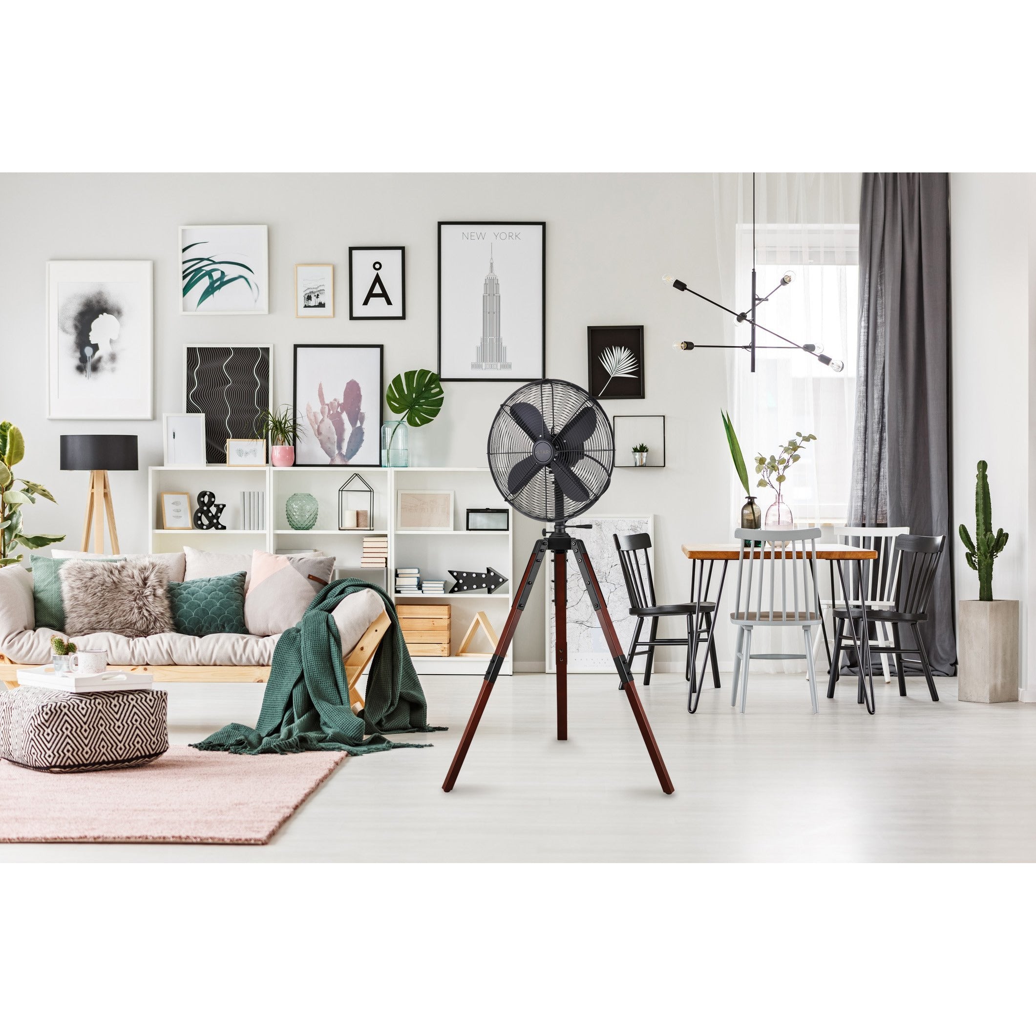Star Tripod 16" Oscillating Stand Fan Satin Nickel