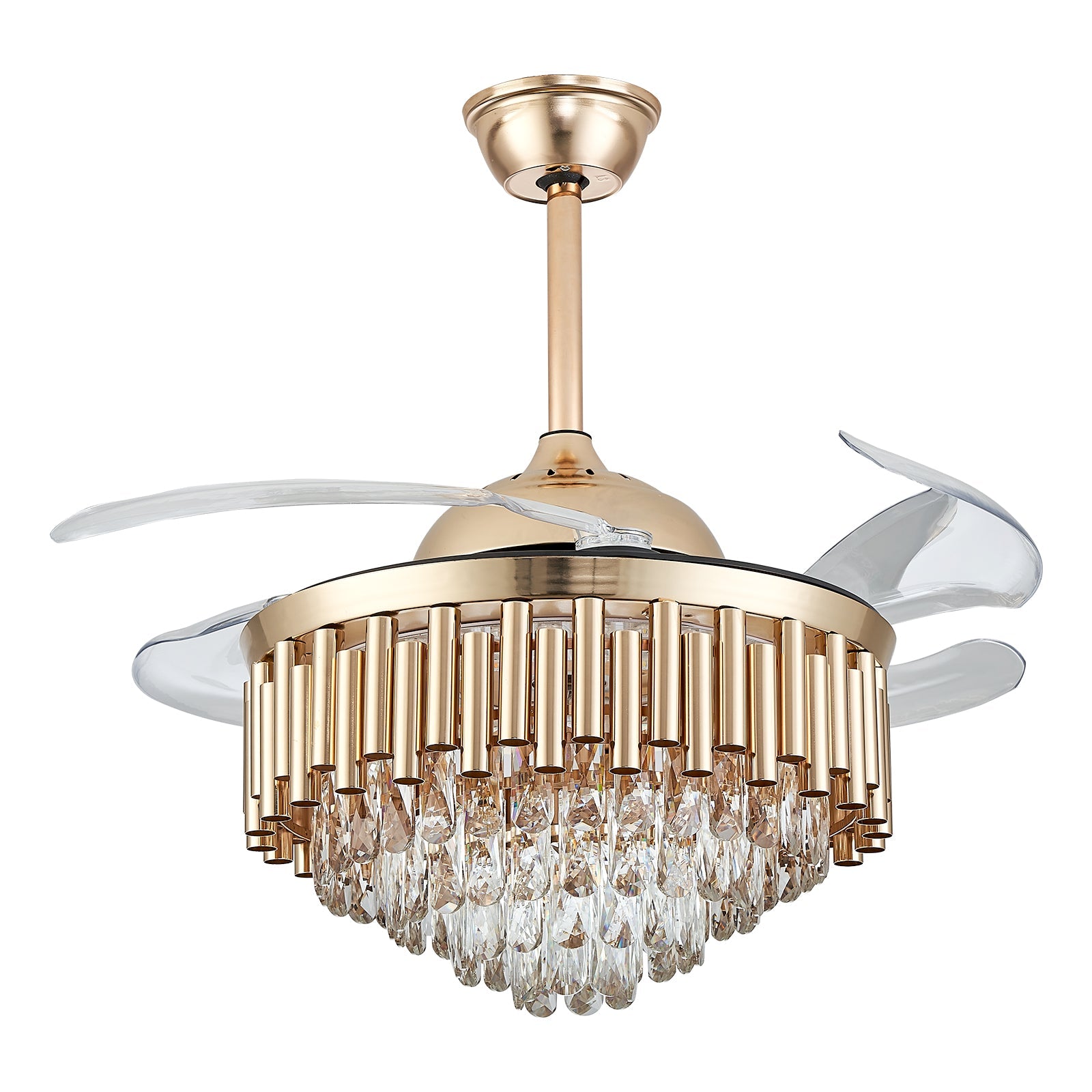 Alvin 42" Crystal LED  Dimmable Ceiling Fan Chandelier For Dining Room, APP Control, 6-Speed