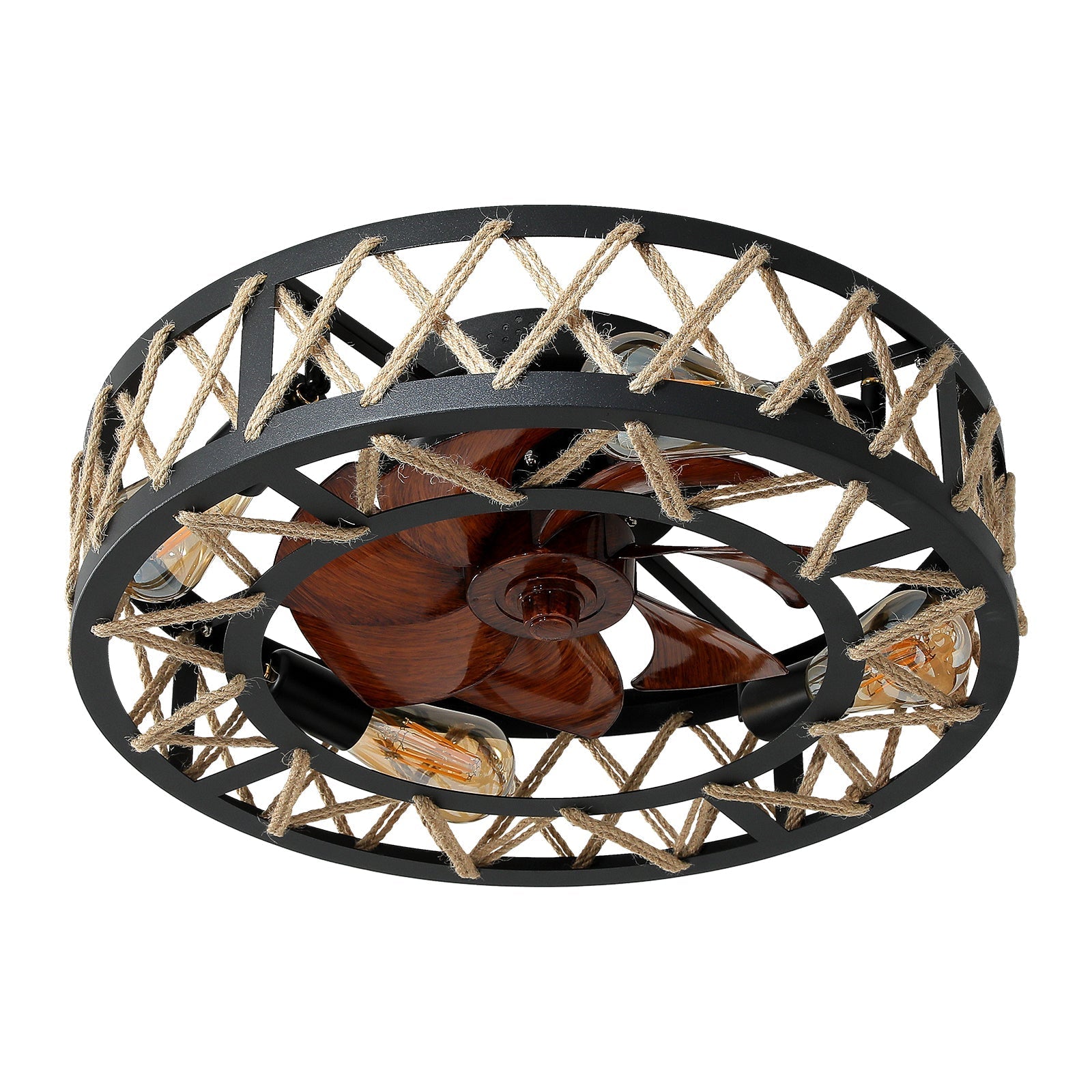 Vincenzo Ceiling Fan Chandelier Round 6 Speed Reversible With 4 Bulbs and Remote Control For Living Room