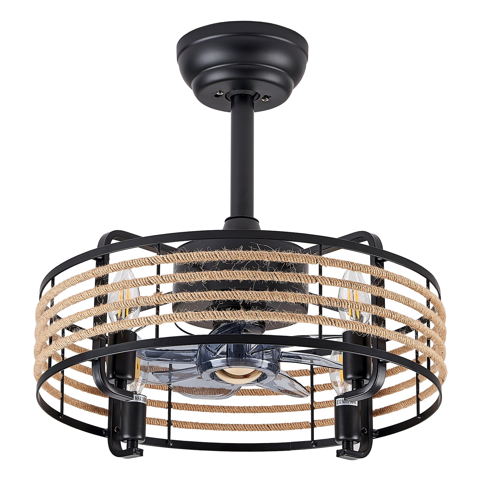 Inès 6-Speed Ceiling Fan Light: Reverse, Timer, Natural Wind, 30W, E12 x4